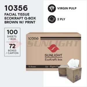SUNLIGHT 10356 FACIAL TISSUE ECOKRAFT Q-BOX BROWN W/ PRINT